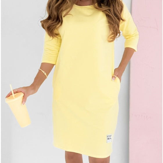 Mira Dress - Chic 3/4 Sleeves with Pockets