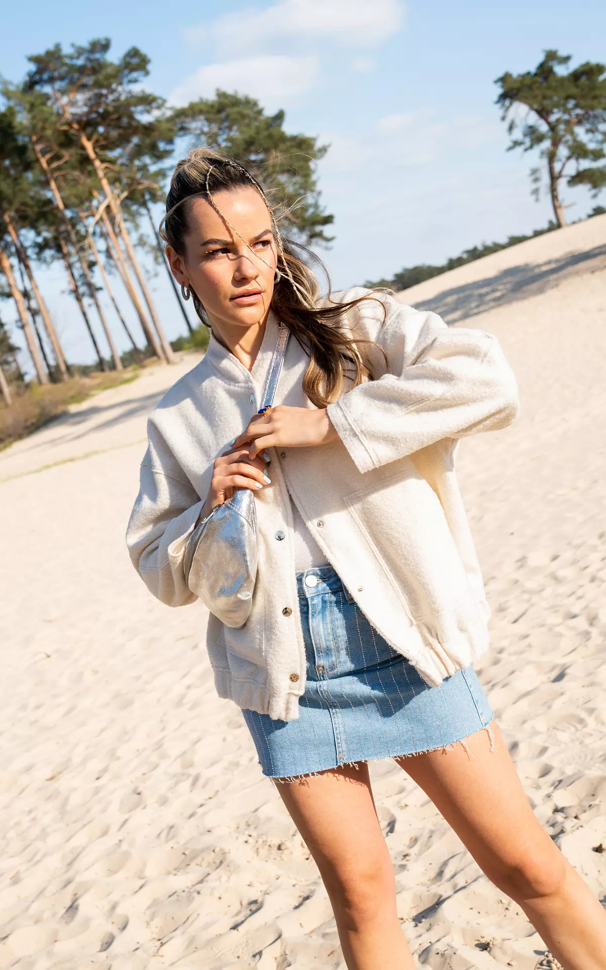 Women's Casual Button-Down Jacket in Ivory