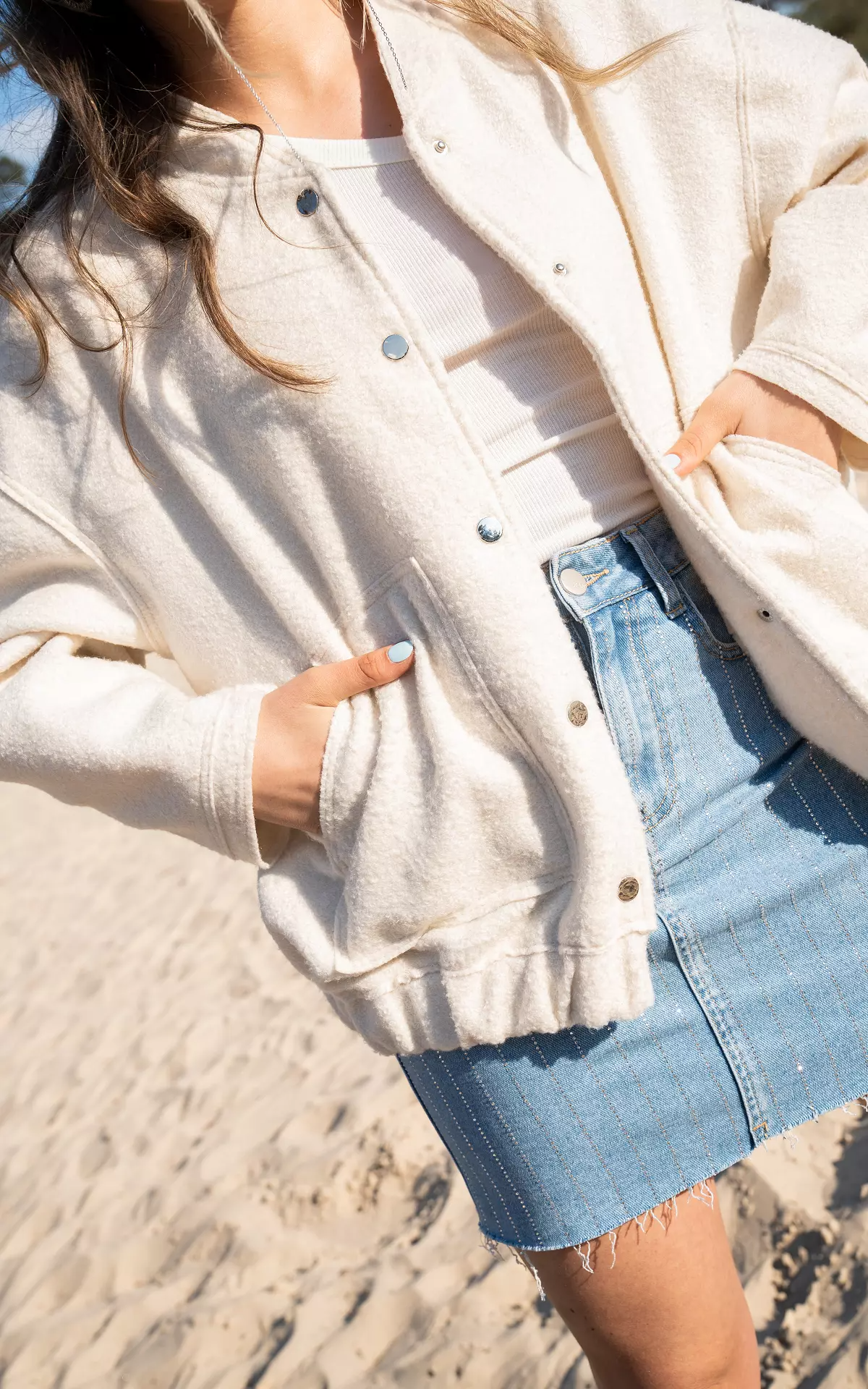 Women's Casual Button-Down Jacket in Ivory