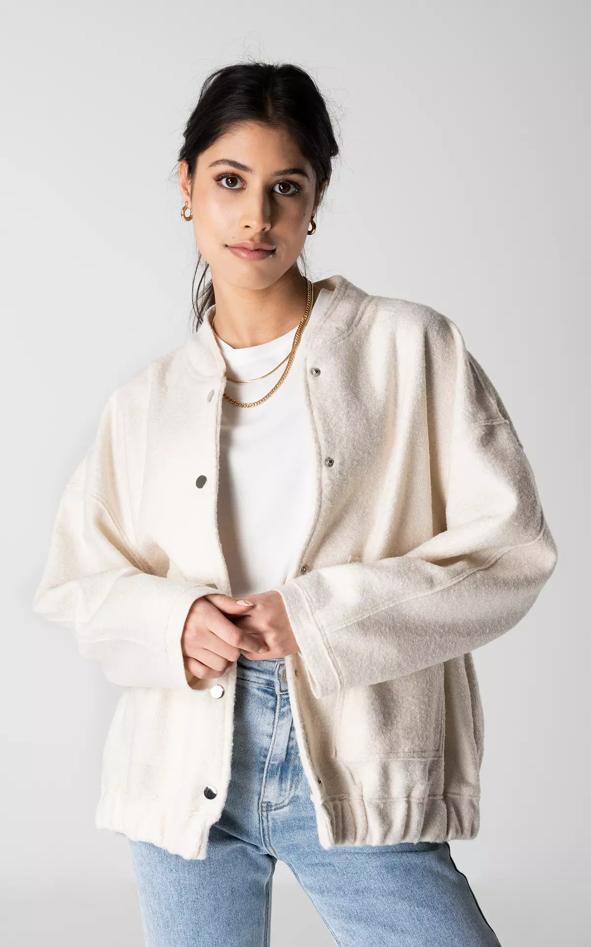 Women's Casual Button-Down Jacket in Ivory