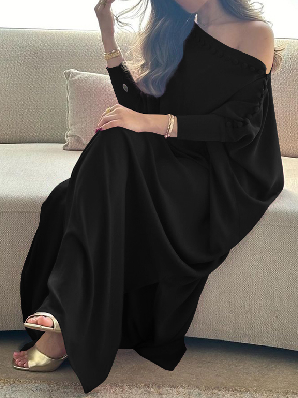 Women’s Loose Fit Button Detail Maxi Dress