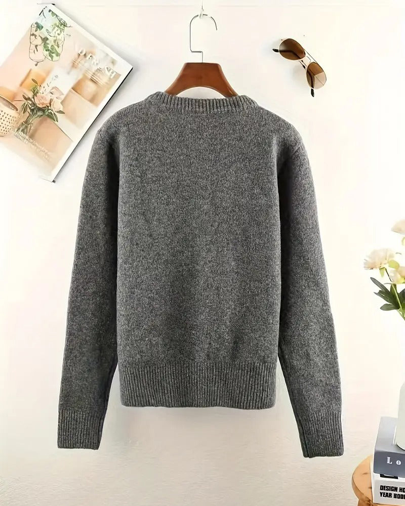 Relaxed-Fit Solid-Color Long-Sleeve Cardigan