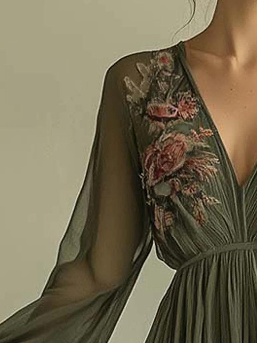 Trendy chiffon dress with elegant print