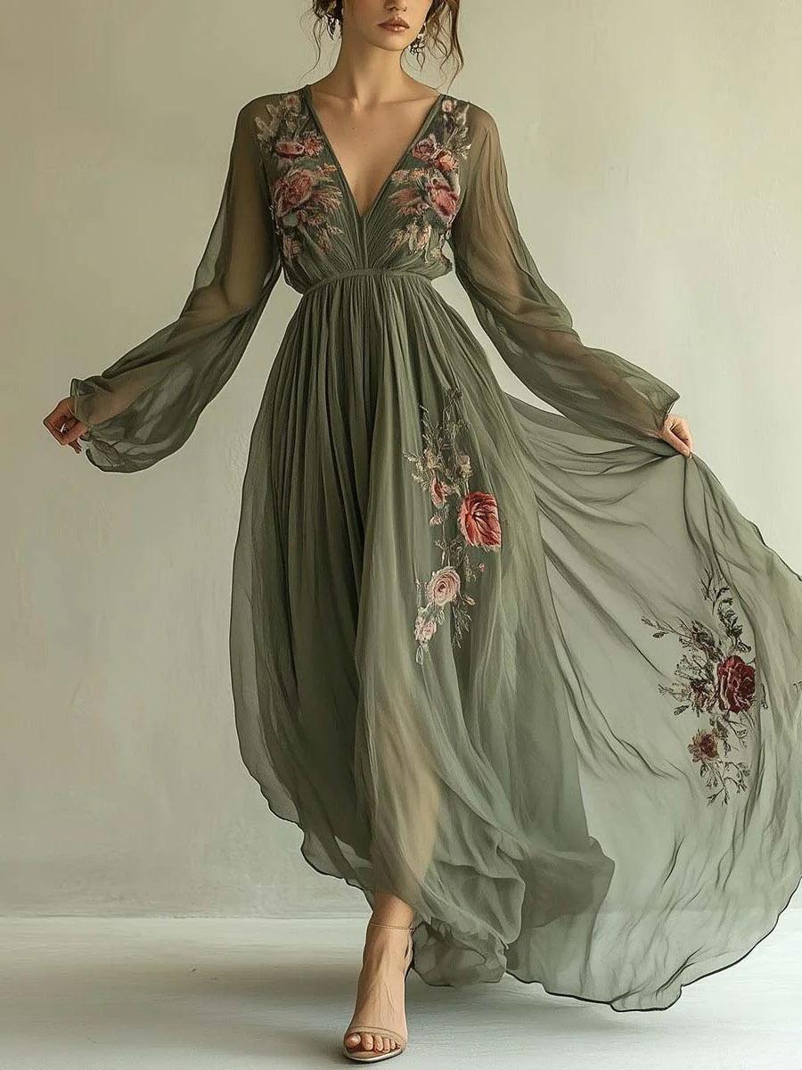 Trendy chiffon dress with elegant print