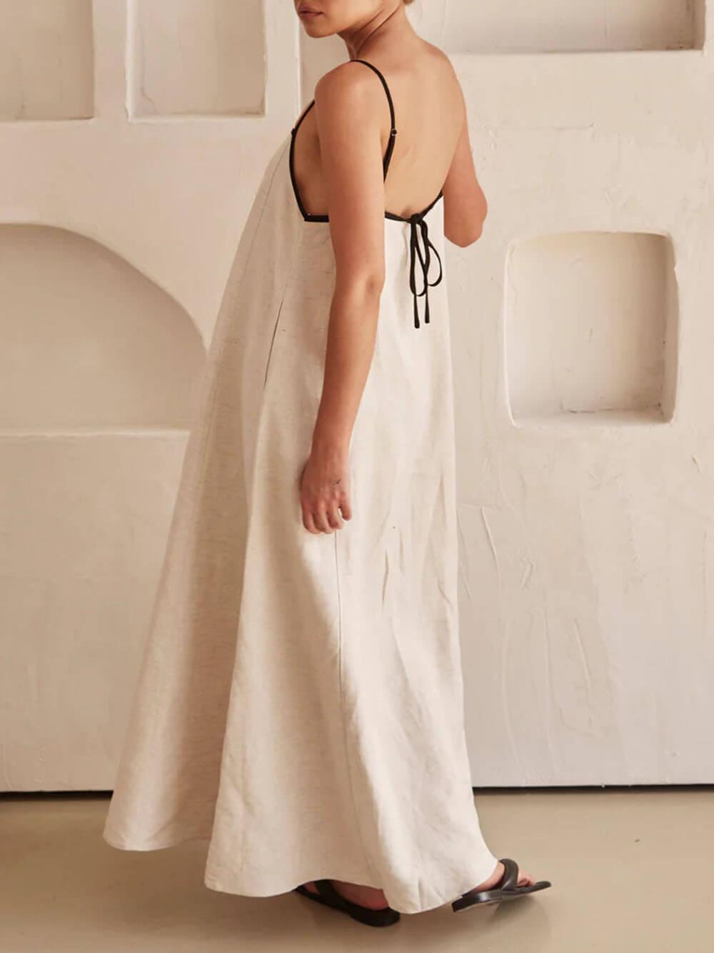 Contrasting Strappy A-Line Dress