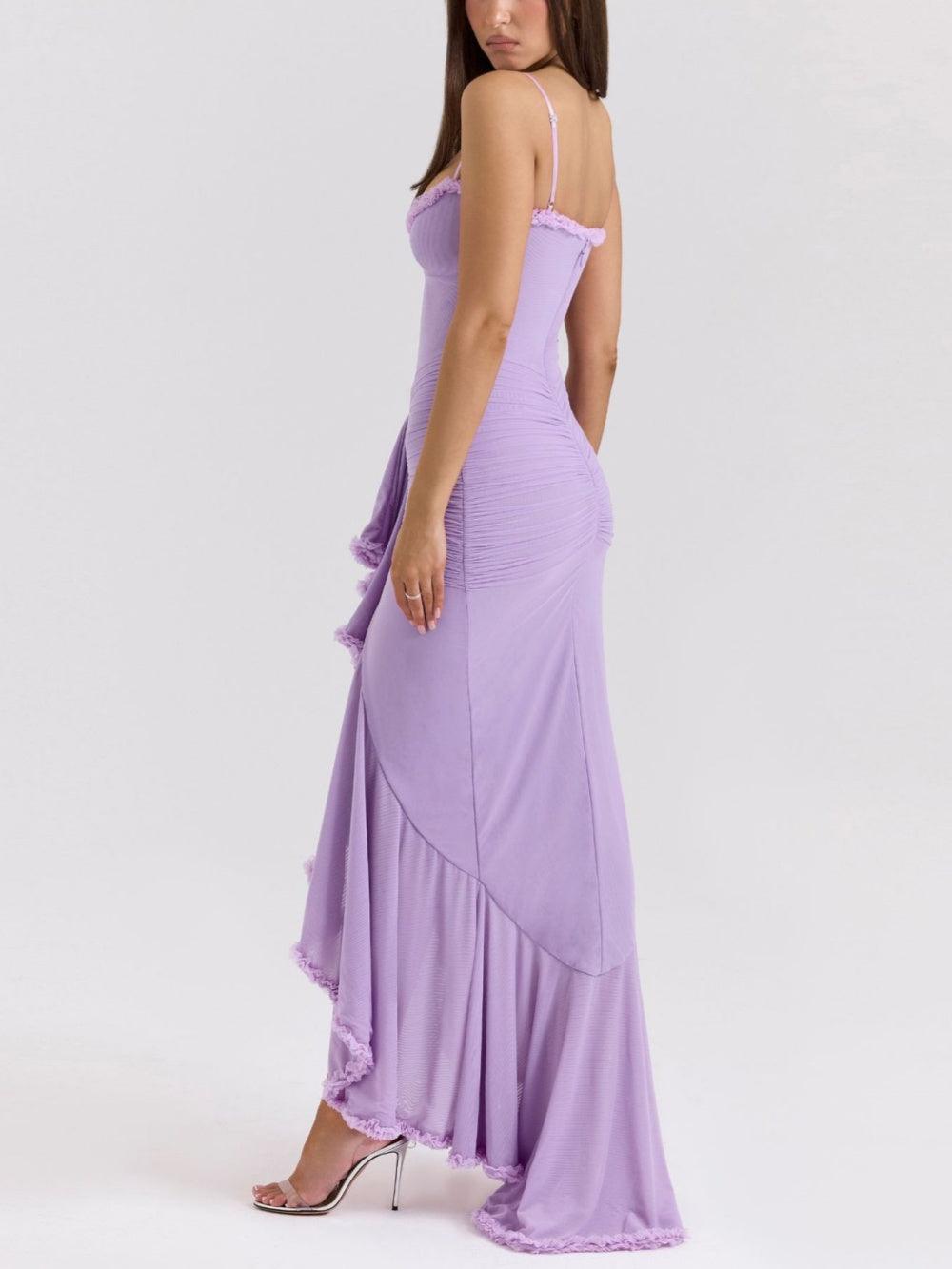 Long Mesh Maxi Dress with Off-Shoulder Design for an Elegant and Trendy Look