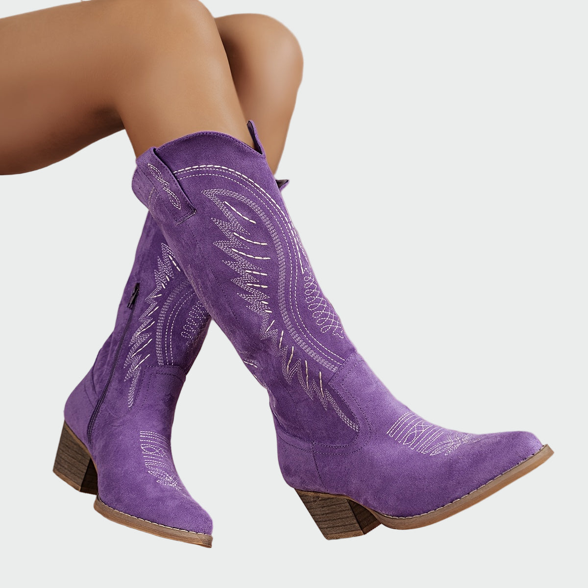 Chic Embroidered Western Ankle Boots