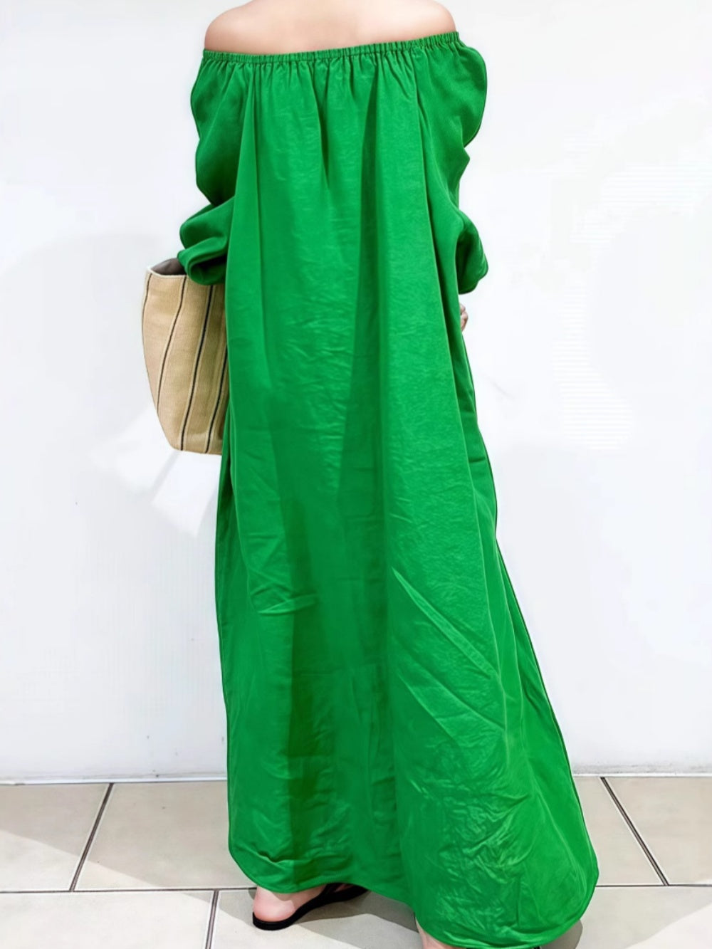 Loose Casual Off-Shoulder Dress in Solid Elegant Color