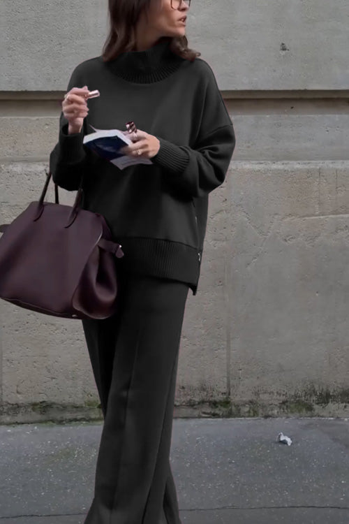 Casual Two-Piece Set: Long Sleeve Sweatshirt + Pocket Trousers