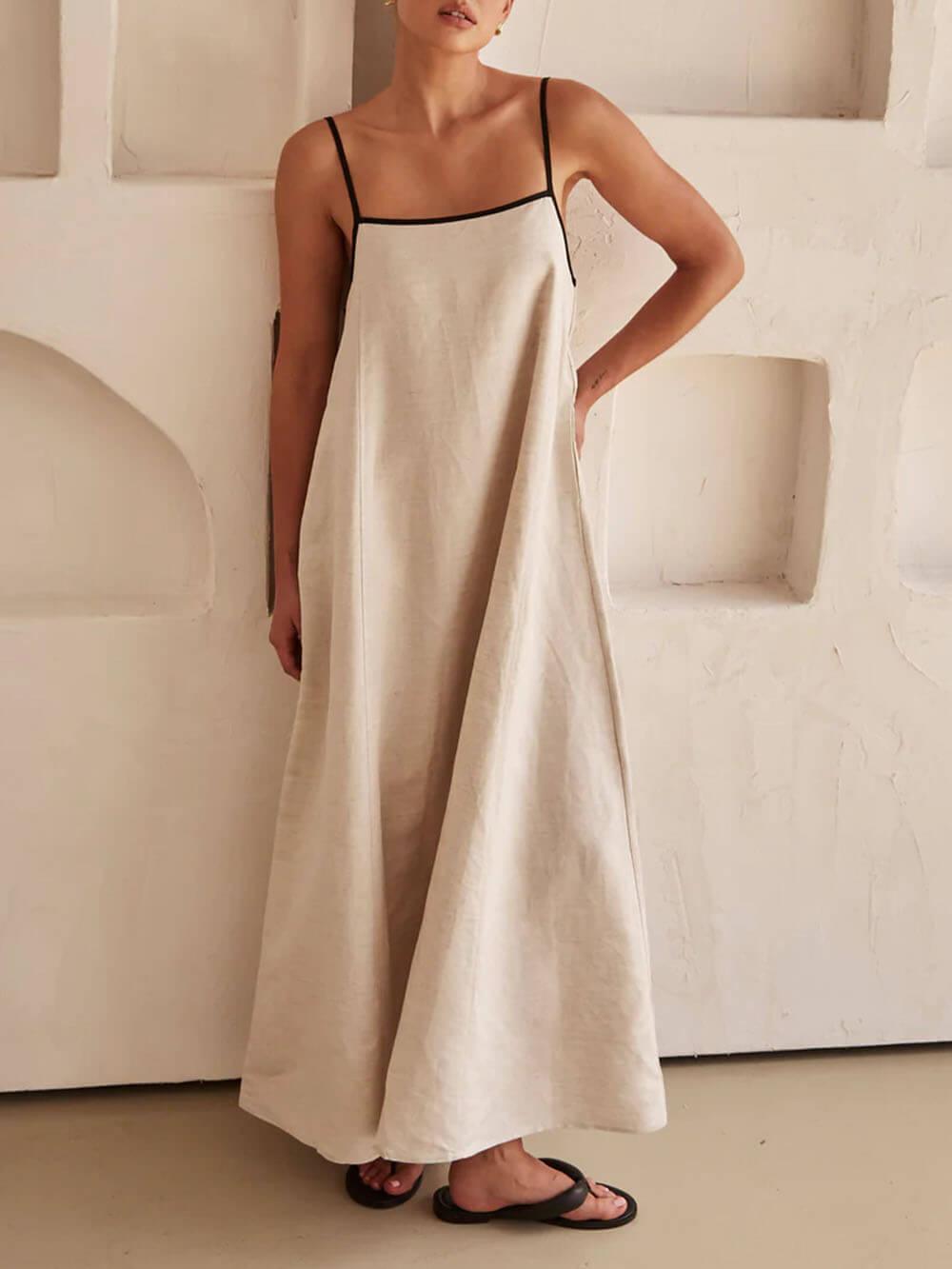 Contrasting Strappy Summer Fashion A-Line Dress Perfect for a Chic Summer Vibe