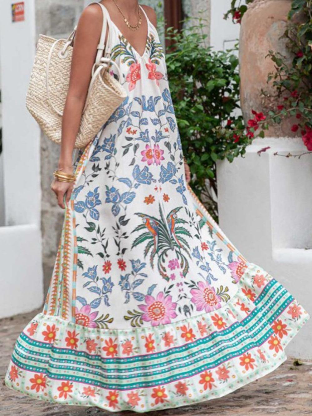 Plus Size Printed Long Sleeve Party Dress