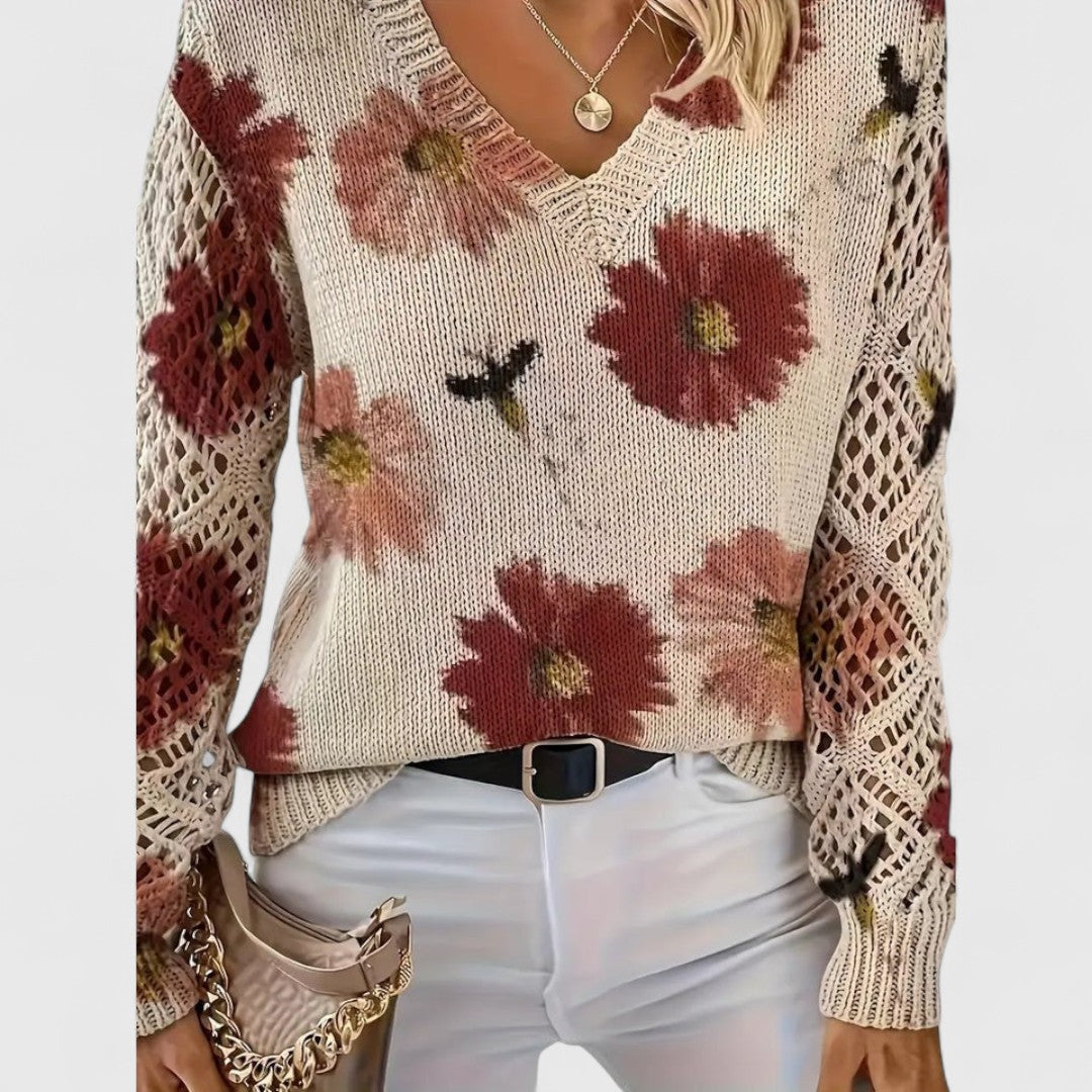 Annes - Elegant Floral Pattern Sweater for a Stylish Look