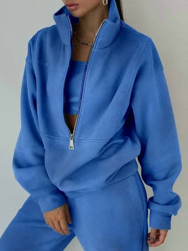 Cozy Fleece Two-Piece Sweatshirt Set – Sporty Streetwear for Casual Fashion