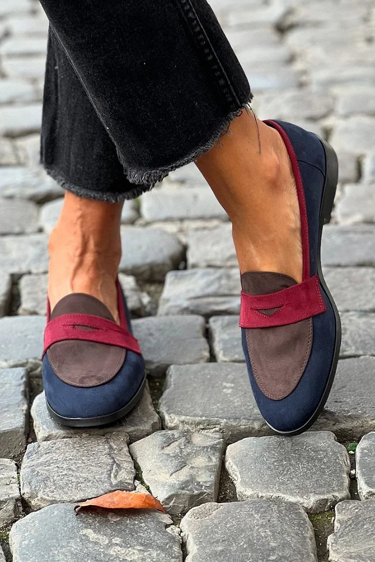 Casual Tri-color Slip-On Loafers