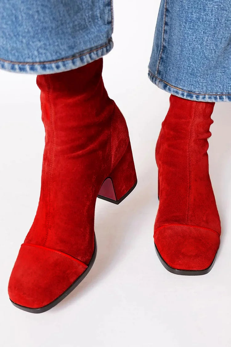 Chic Square-Toe Ankle Boot with a Bold, Eye-Catching Heel