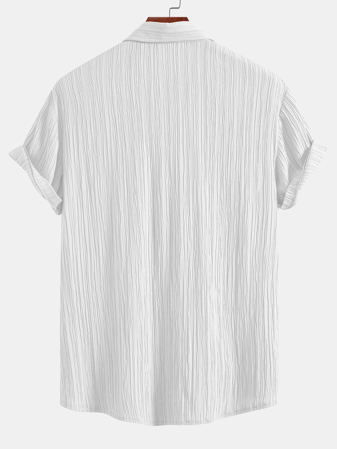 Crinkled-Textured Button-Up Shirt