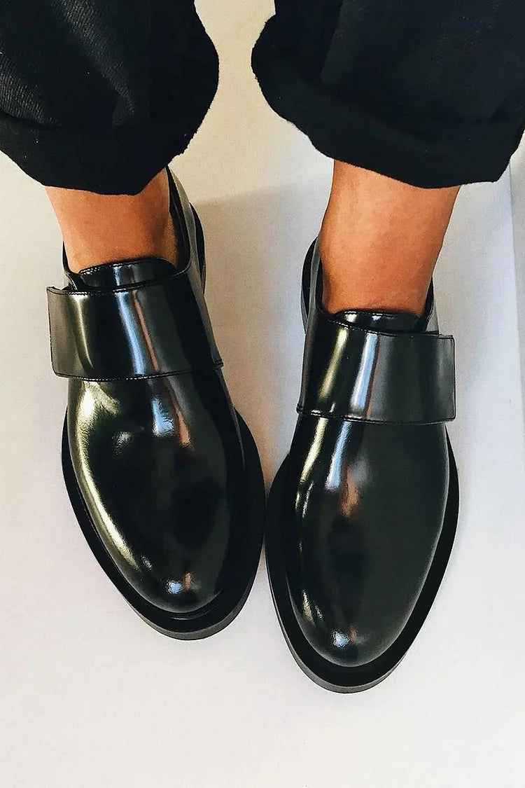 Sleek Polished Strap Loafers