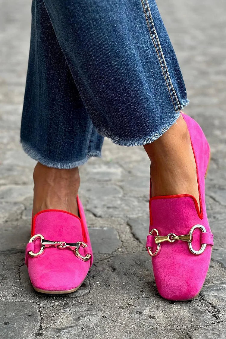 Neon Fluorescent Loafers with Metallic Accents