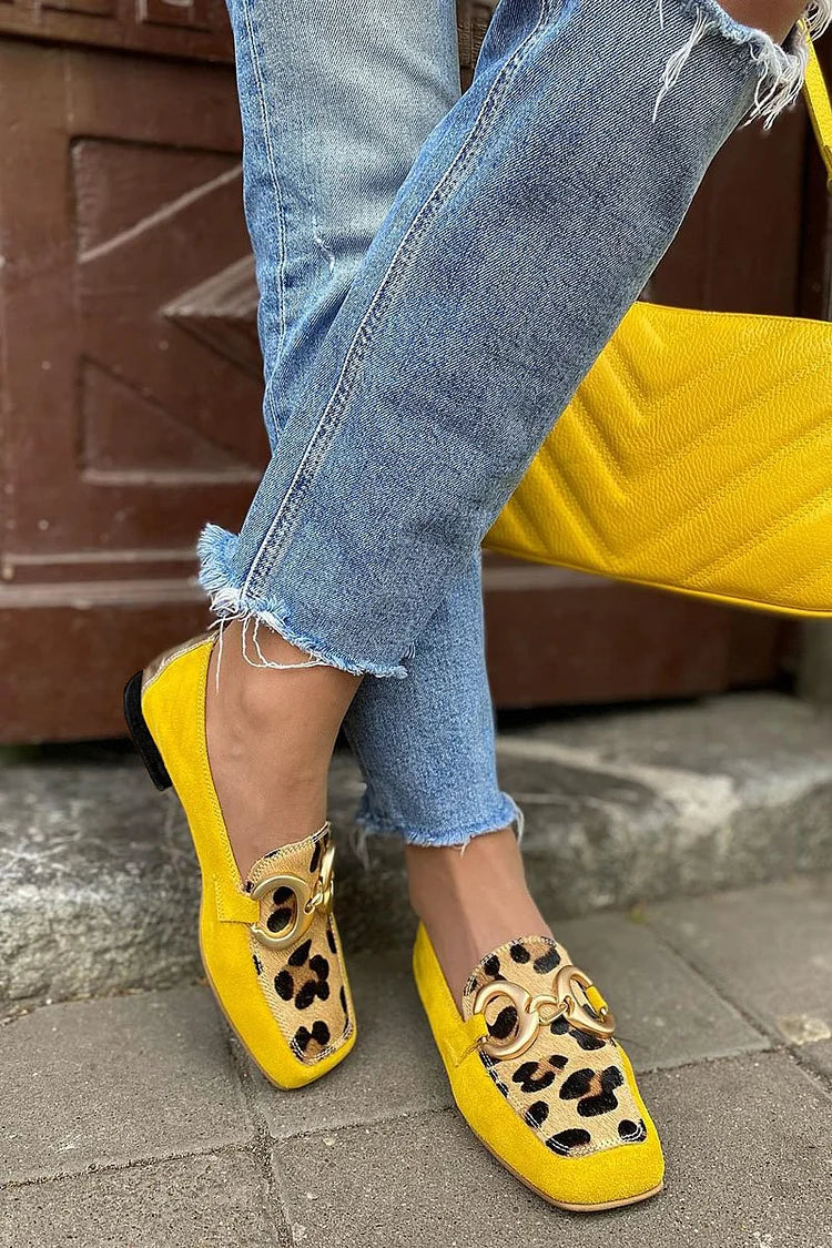 Yellow Loafer with Animal-Print Detail