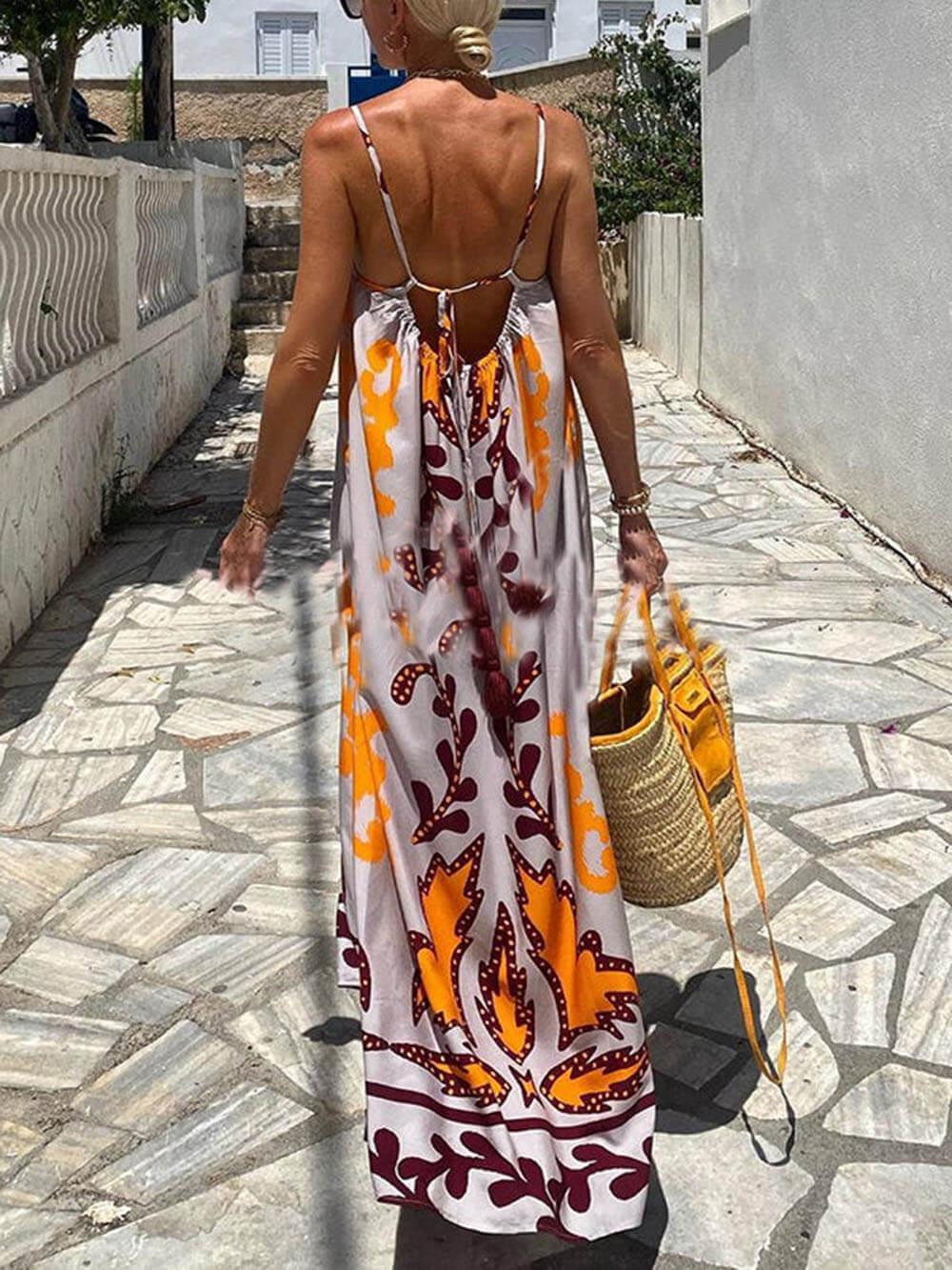 Elegant Ethnic Printed Loose Cami Maxi Dress for a Stylish Look