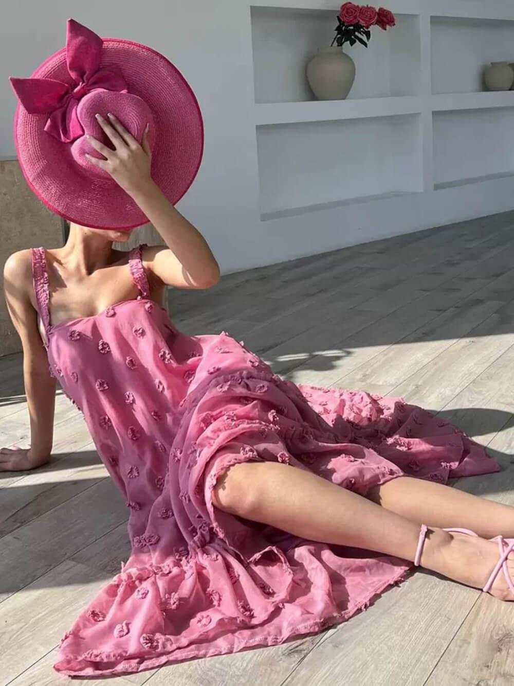 Maxie Elegant Dress with Floral Decorations and A-Line Layered Cut for a Charming Style