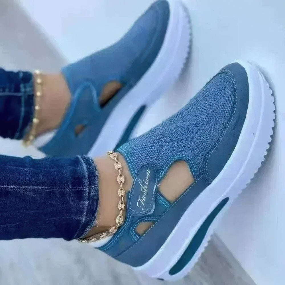 Breathable Cashmere Women's Sneakers with Mesh Platform