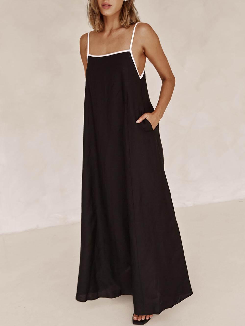 Contrasting Strappy A-Line Dress