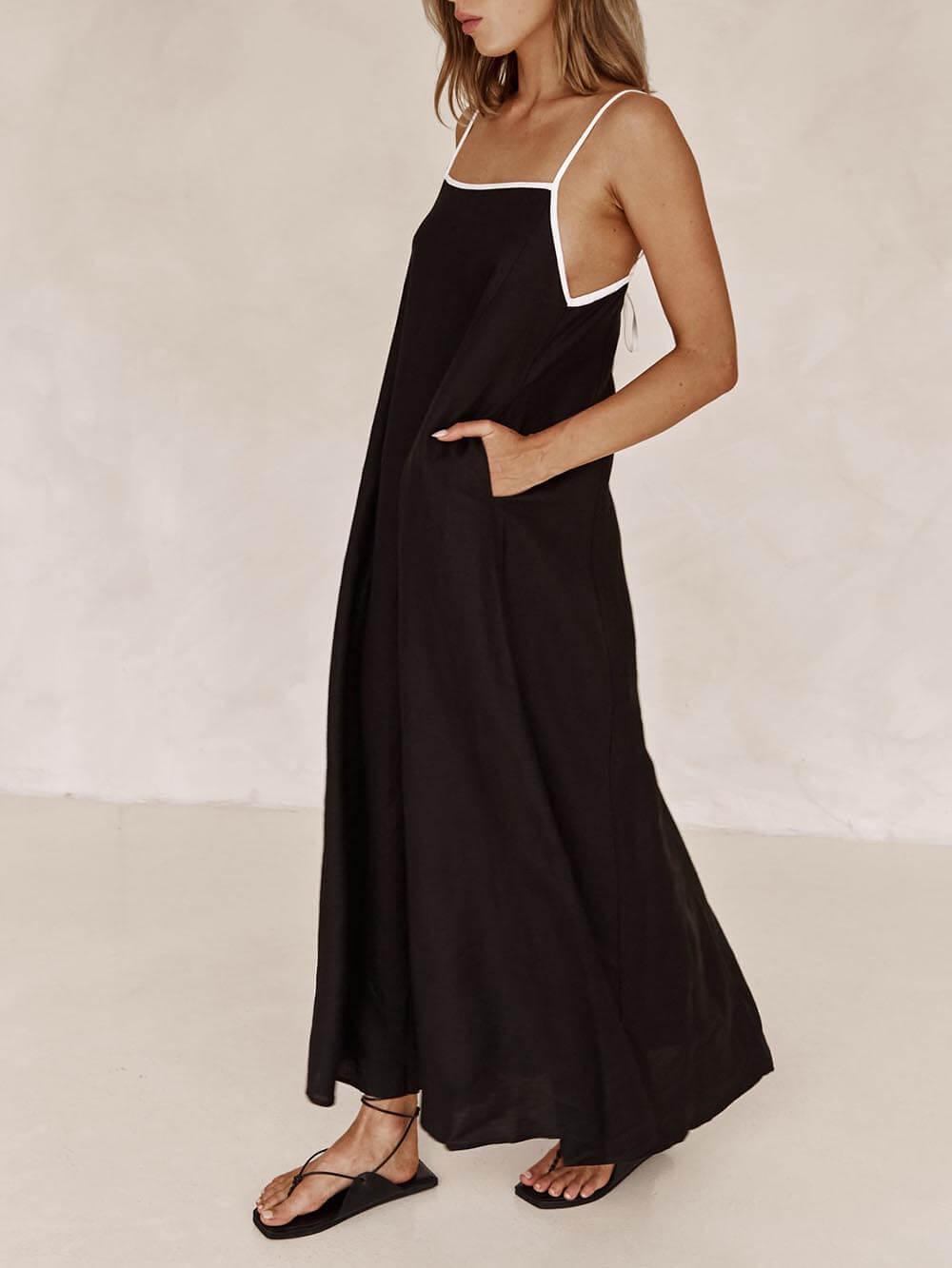 Contrasting Strappy A-Line Dress
