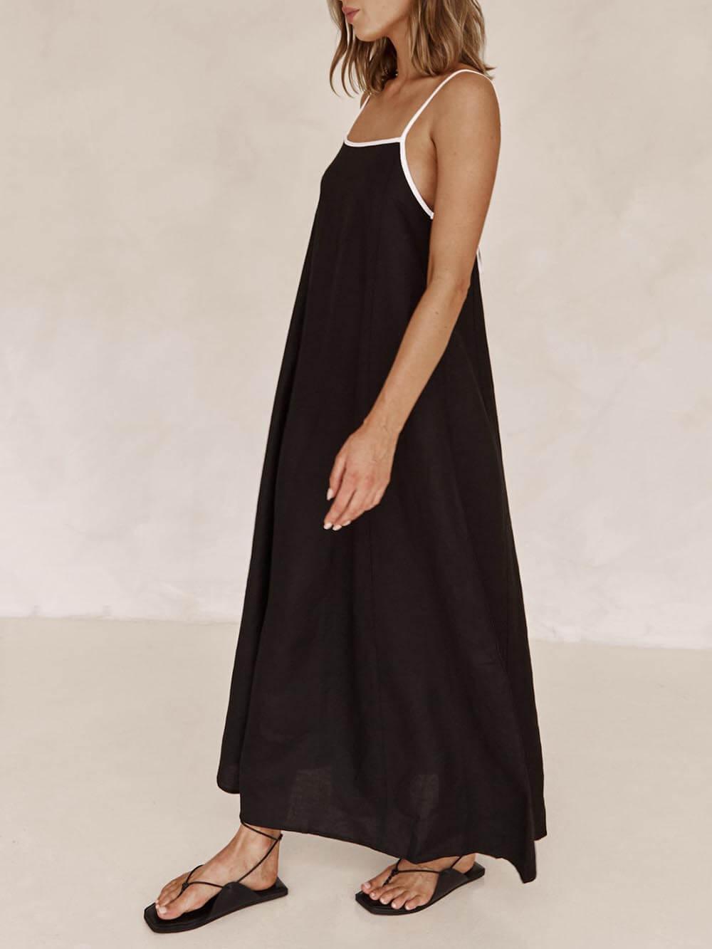 Contrasting Strappy A-Line Dress