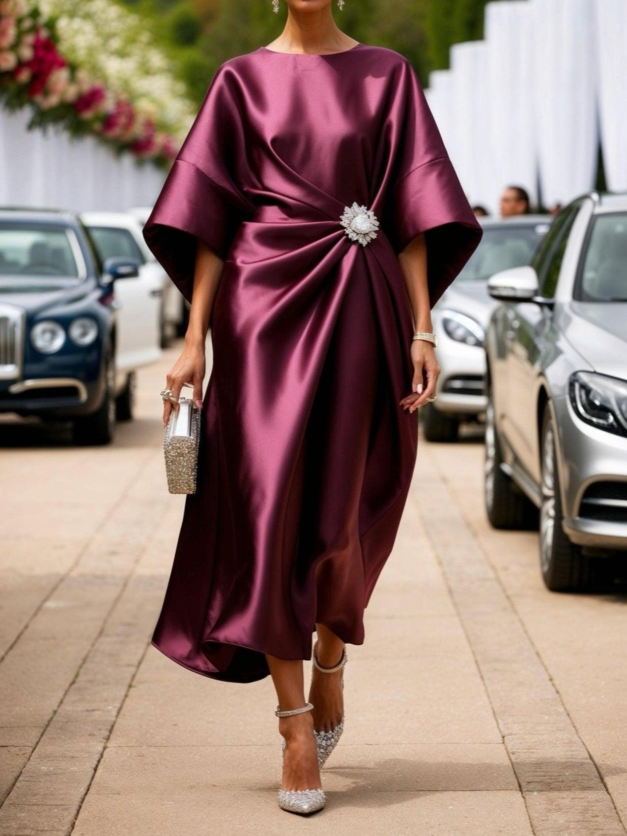Elegant Luxury Shimmer Satin Maxi Dress
