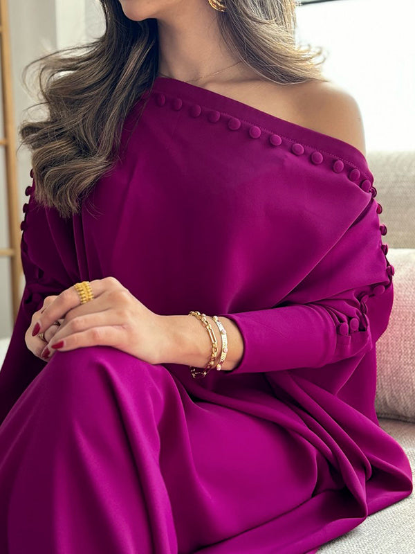 Women’s Loose Fit Button Detail Maxi Dress