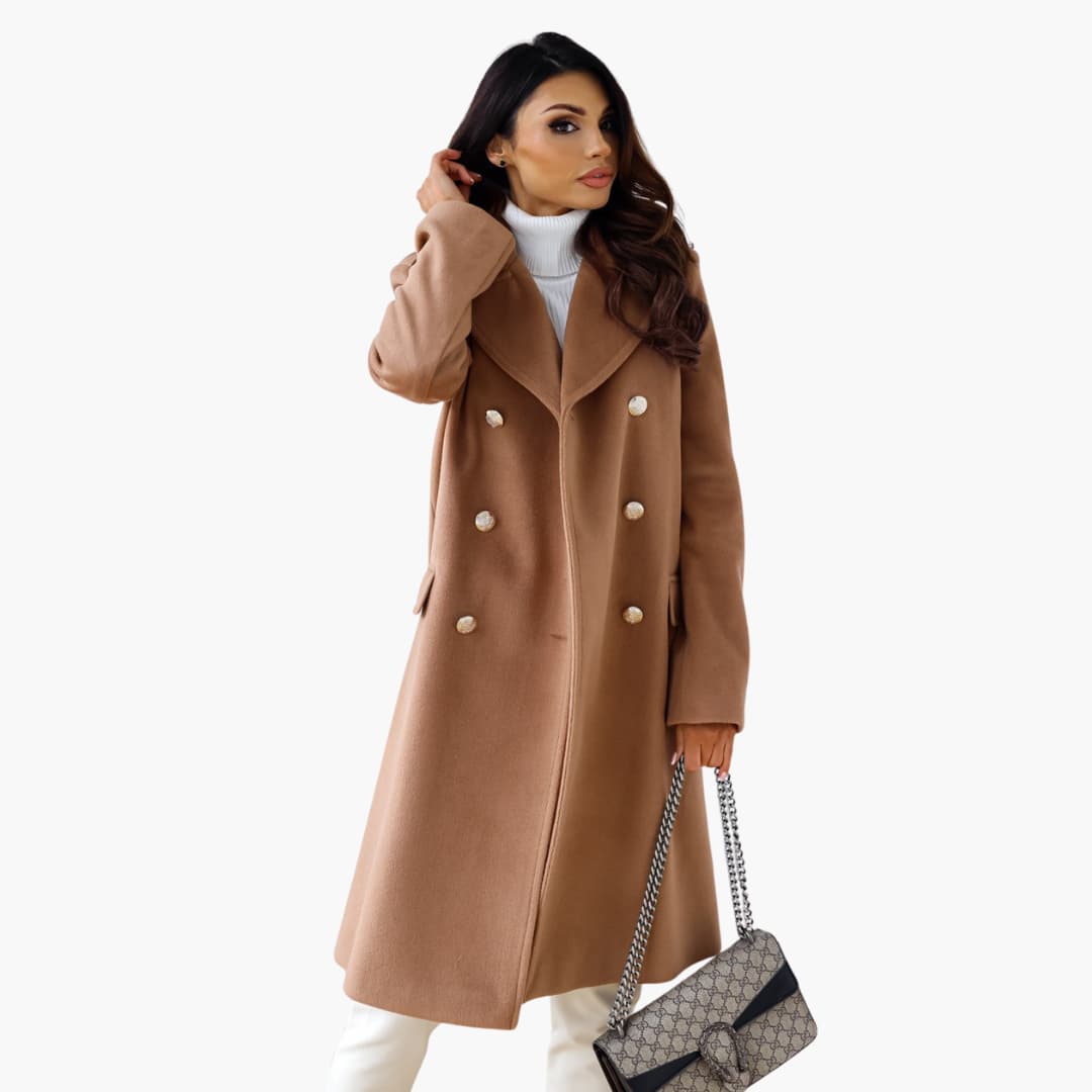 Elegant women's trench coat with lapel collar