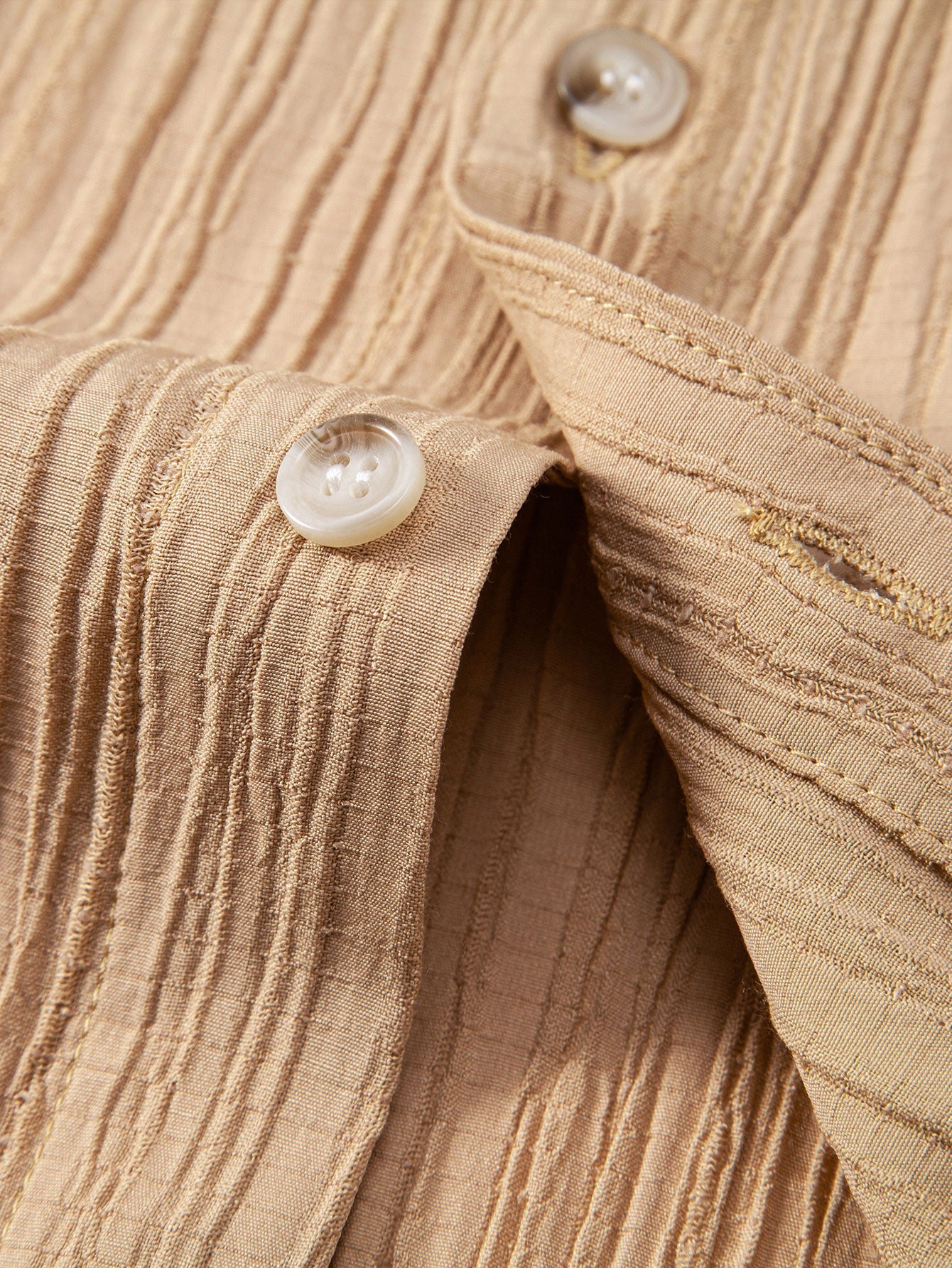 Crinkled-Textured Button-Up Shirt
