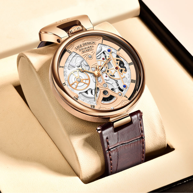Elegant hollow-design business watch for a sophisticated style