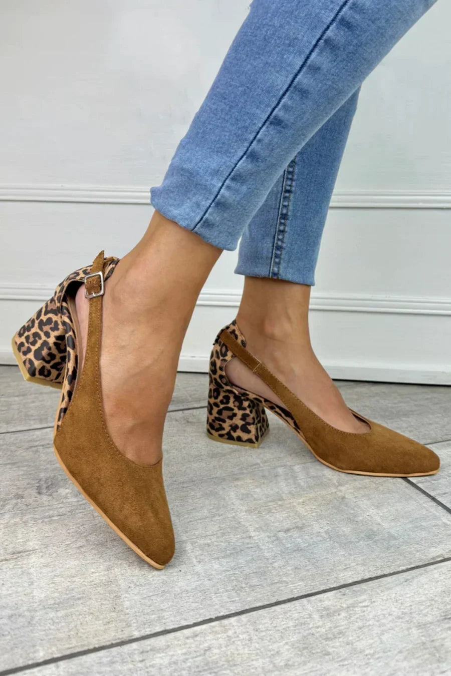 Leopard Print Slingback Heels - Chic, Comfortable & Trendy