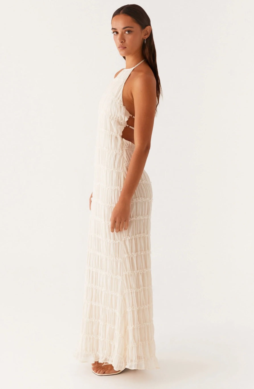 Textured Halter-Neck Maxi Dress