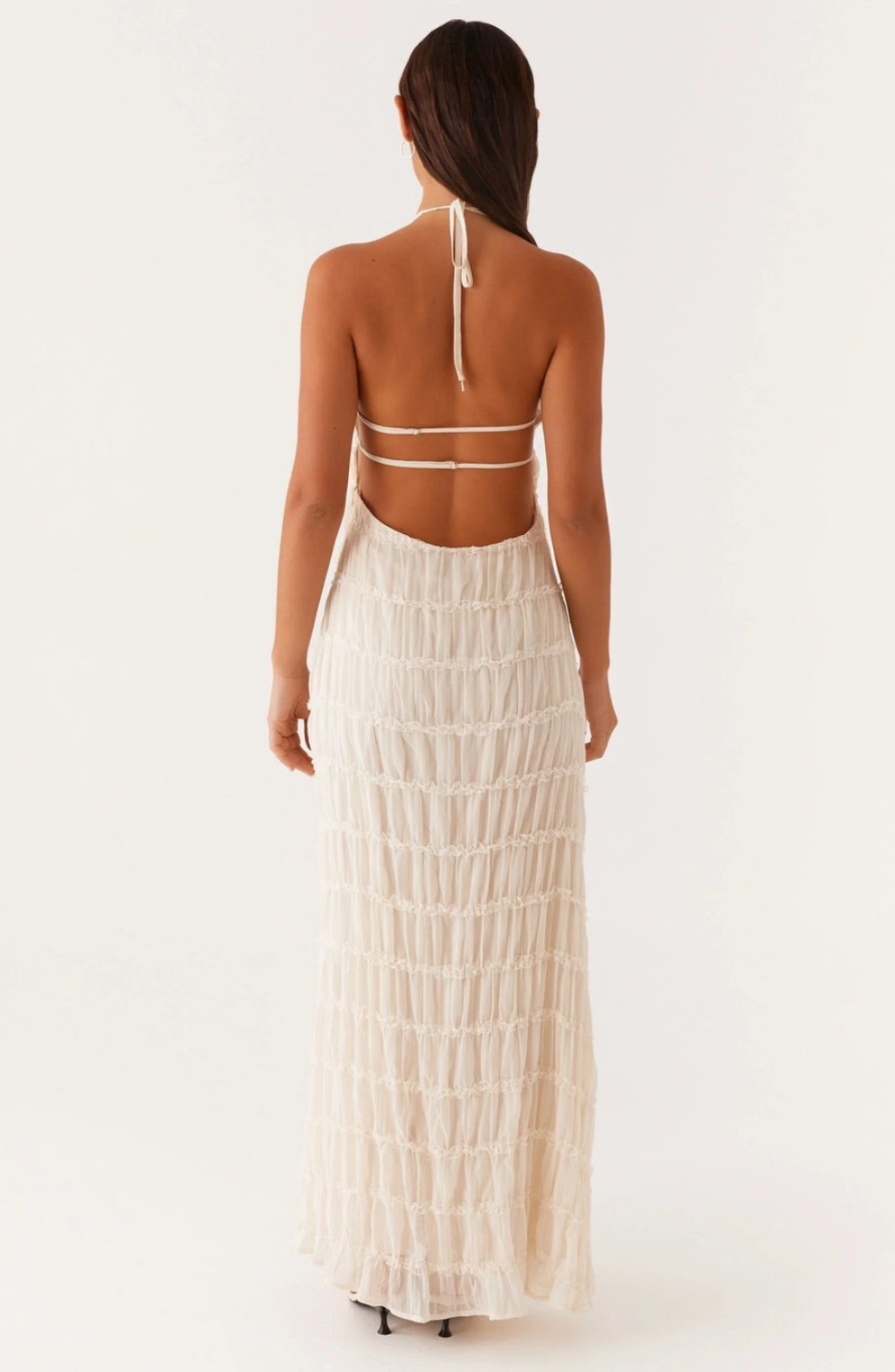 Textured Halter-Neck Maxi Dress