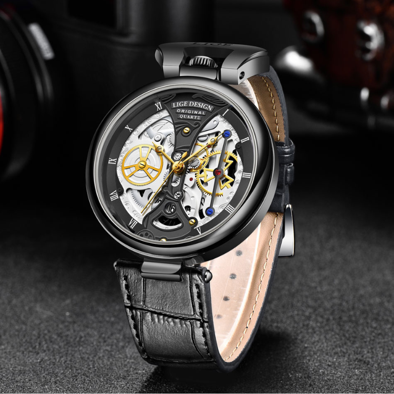 Elegant hollow-design business watch for a sophisticated style