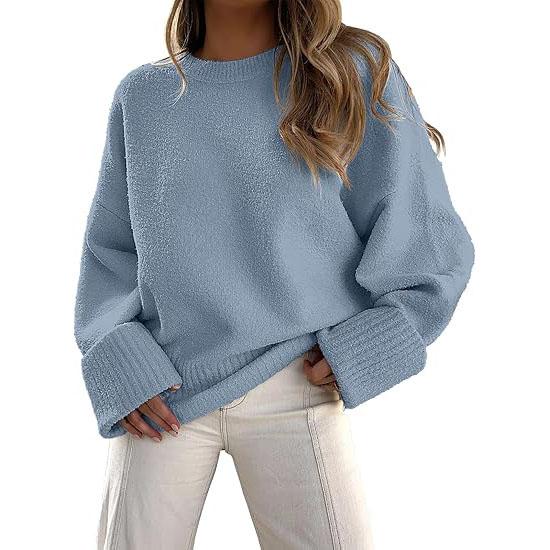 Cozy Long-Sleeve Crewneck Pullover Sweater for Everyday Warmth