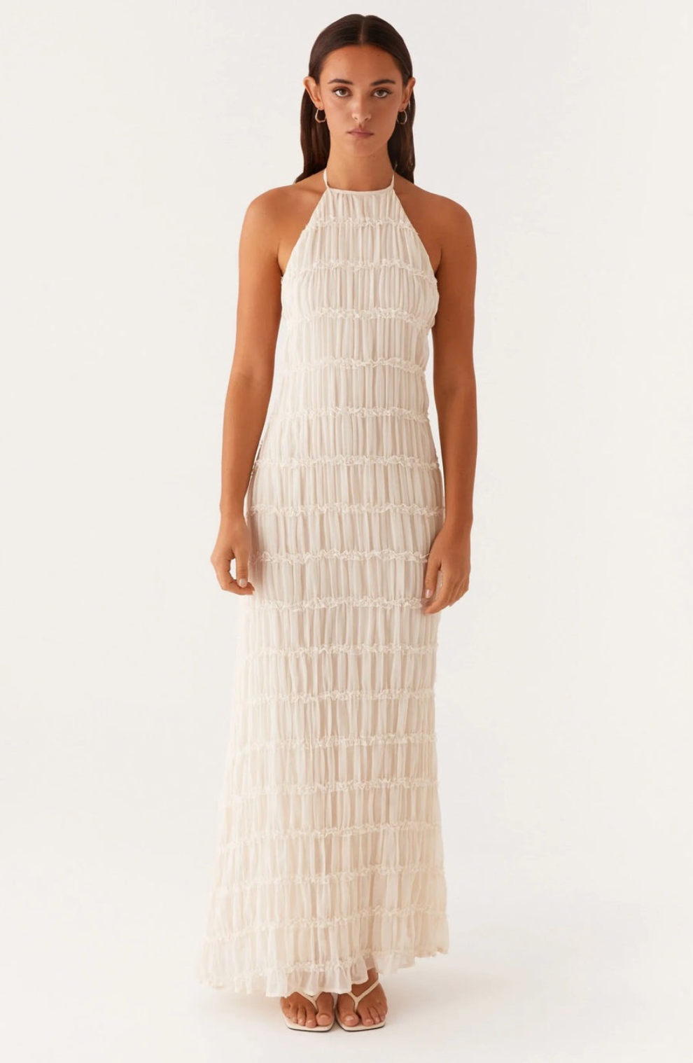 Textured Halter-Neck Maxi Dress