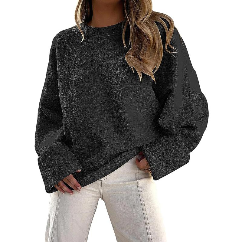 Cozy Long-Sleeve Crewneck Pullover Sweater for Everyday Warmth