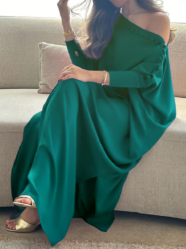 Women’s Loose Fit Button Detail Maxi Dress