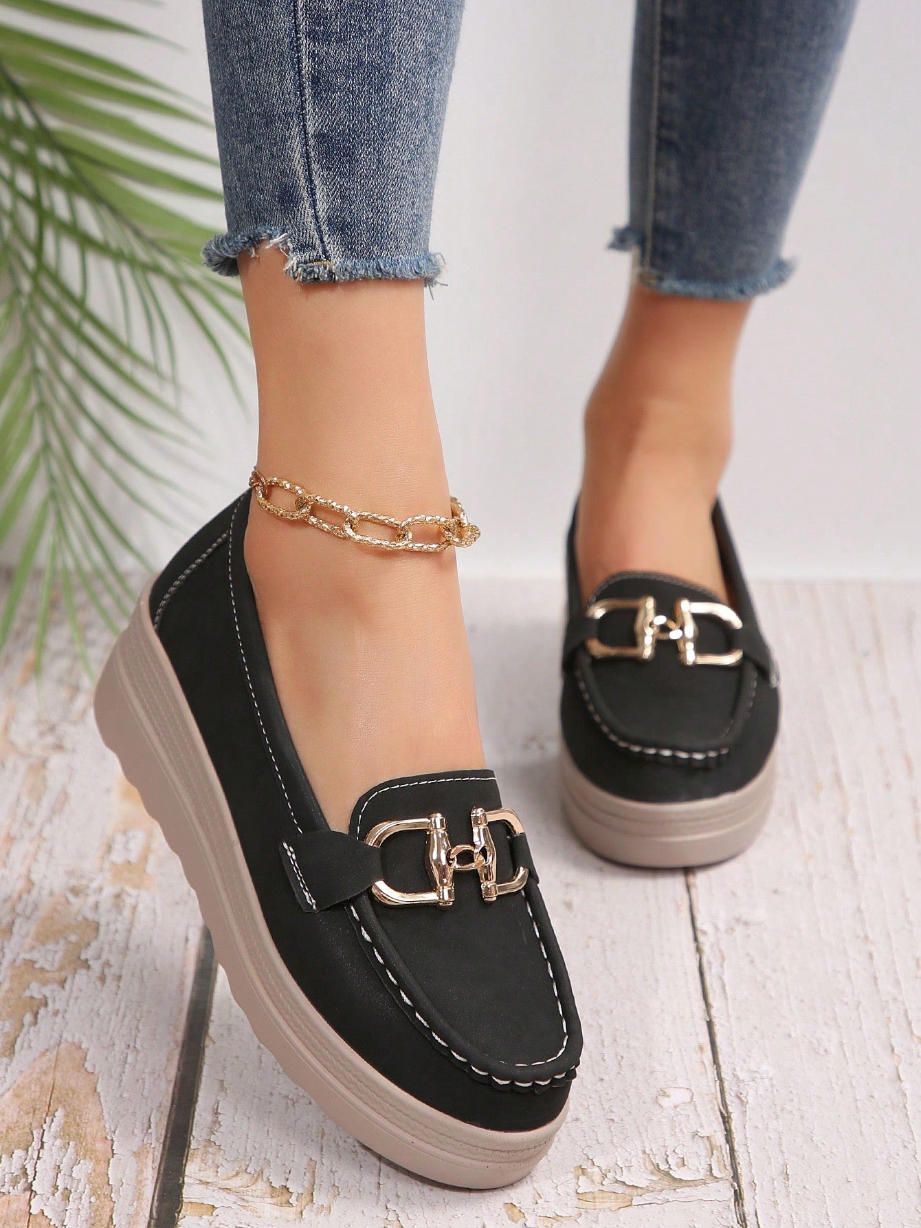 Sophisticated Buckle-Detail Flat Loafers