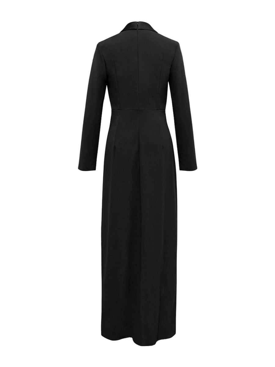 Women’s Long Sleeve Slim Fit Deep V-Neck Maxi Dress