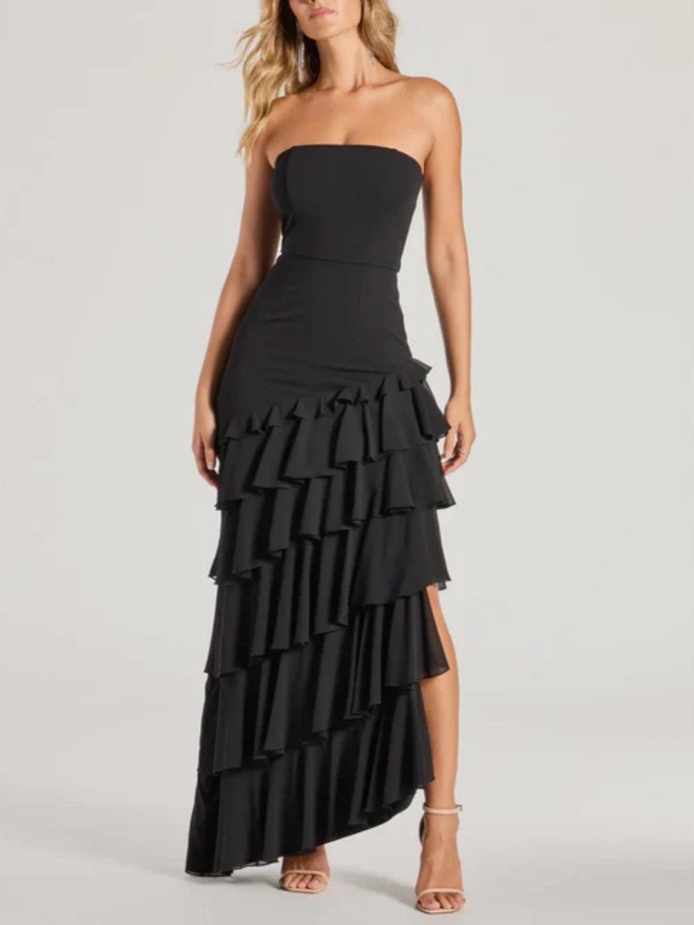 Elegant Shianne Strapless Chiffon Ruffled A-Line Formal Dress