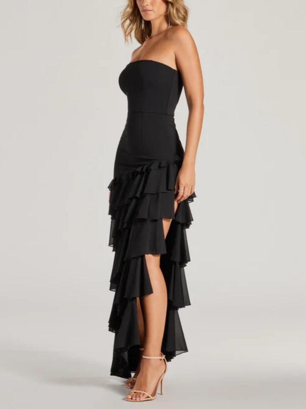 Elegant Shianne Strapless Chiffon Ruffled A-Line Formal Dress
