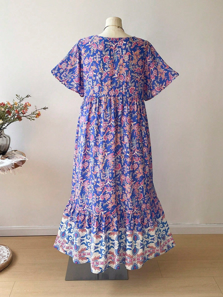 Plus-Size Boho Floral Maxi Dress – Flowy, Statement-Making Print
