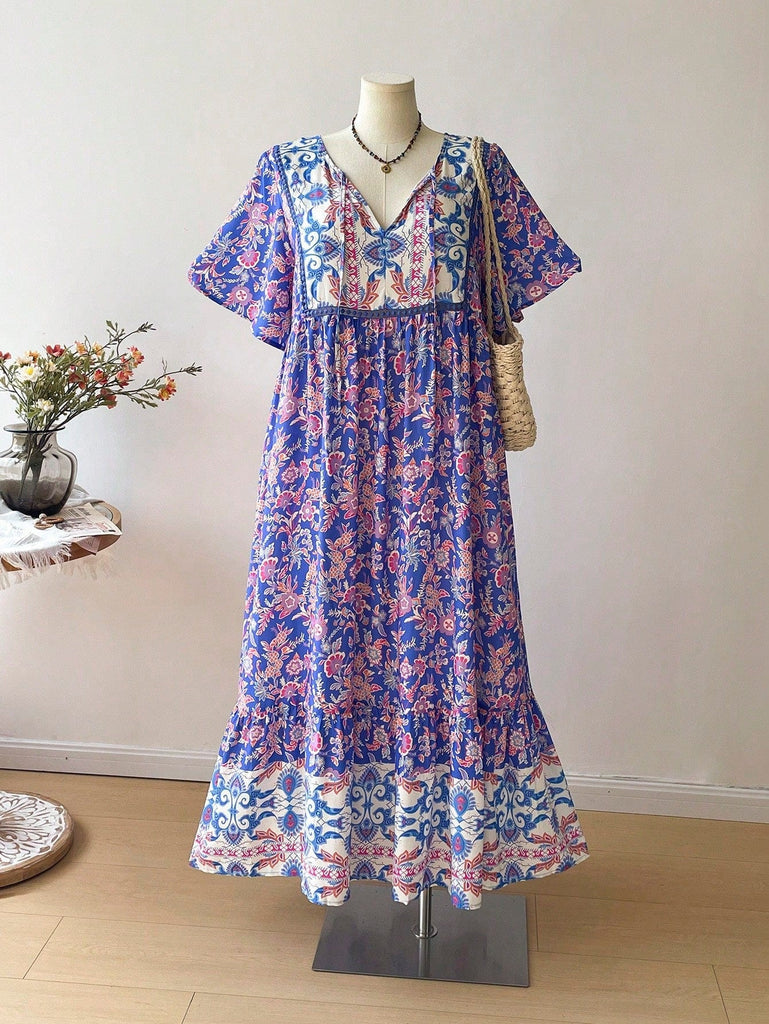 Plus-Size Boho Floral Maxi Dress – Flowy, Statement-Making Print