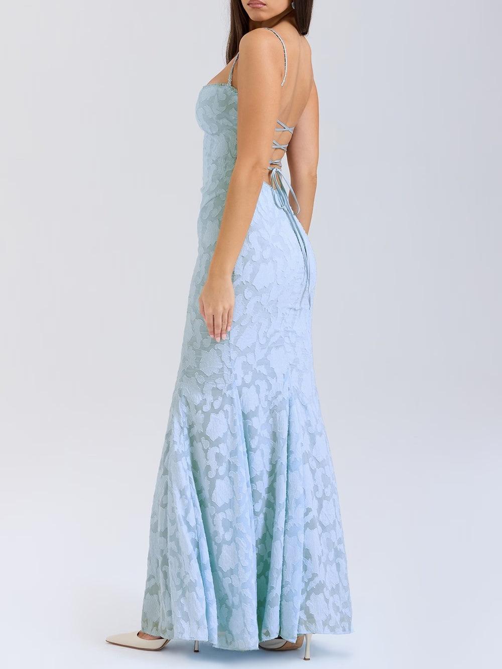 Long Mermaid Dress with Straps at the Back for an Elegant Look