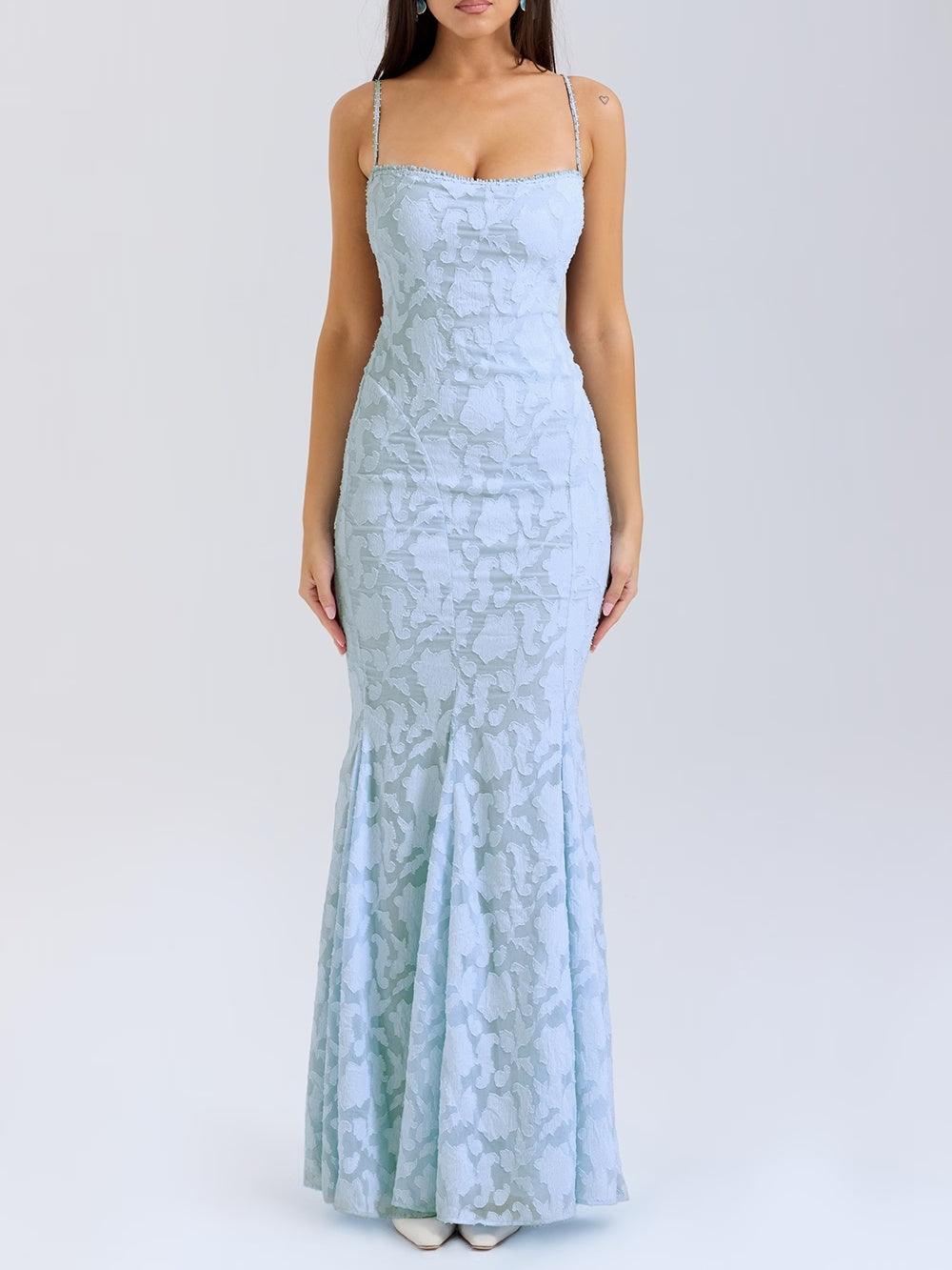 Long Mermaid Dress with Straps at the Back for an Elegant Look